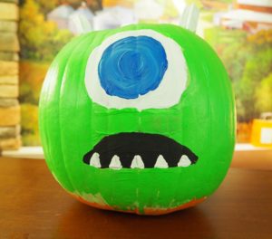 decorated pumpkin, green one eye