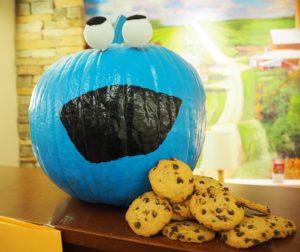 decorated pumpkin, cookie monster