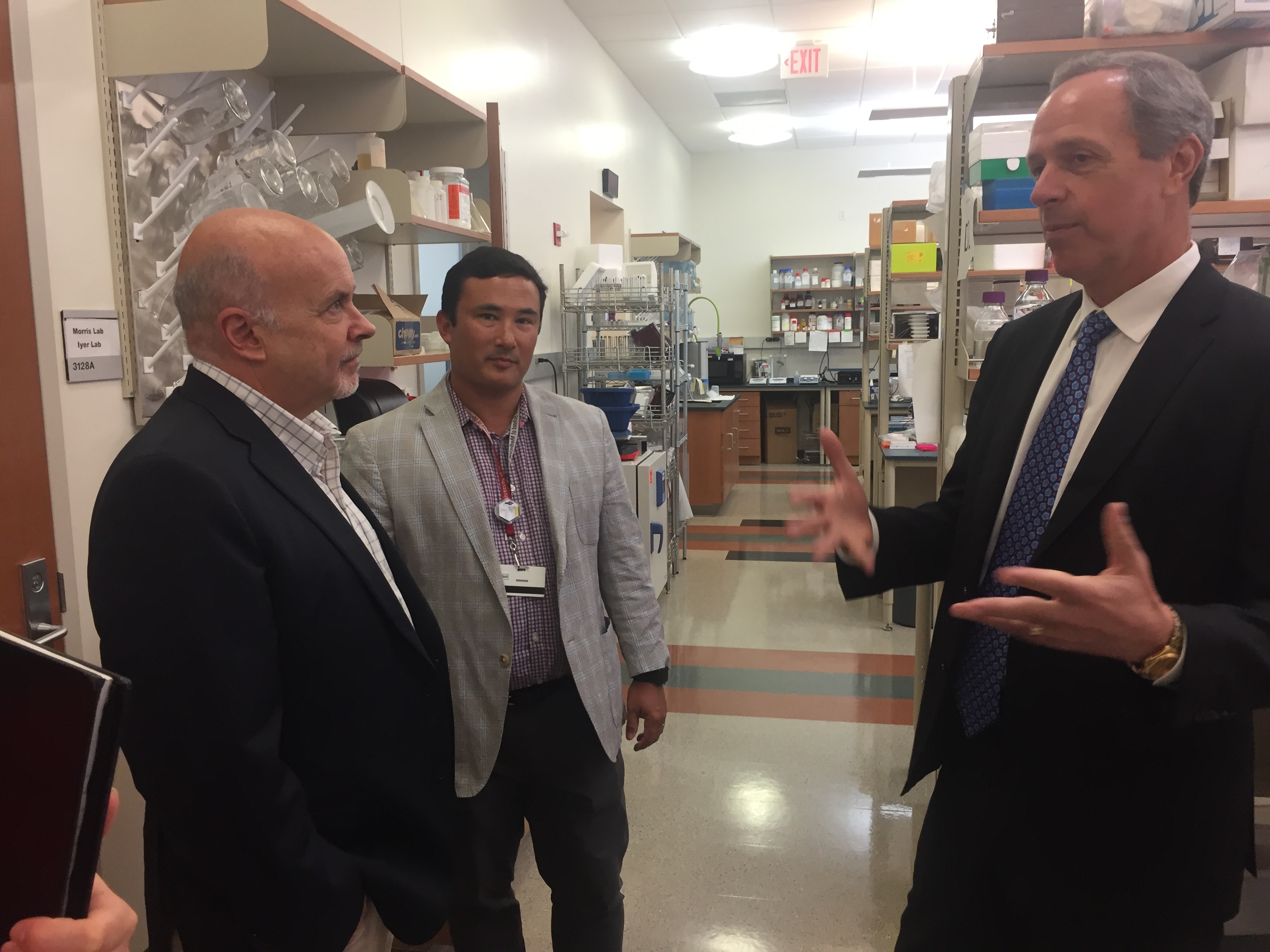 U.S. Rep. Mark Pocan talk with DHO Associate Professor Randy Simple and DHO Chairman Dr. Paul Harari