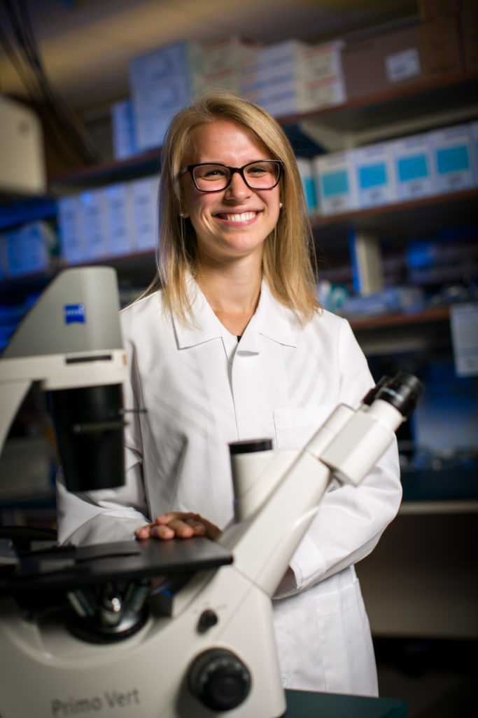 Claire Baniel, UW SMPH medical student in lab
